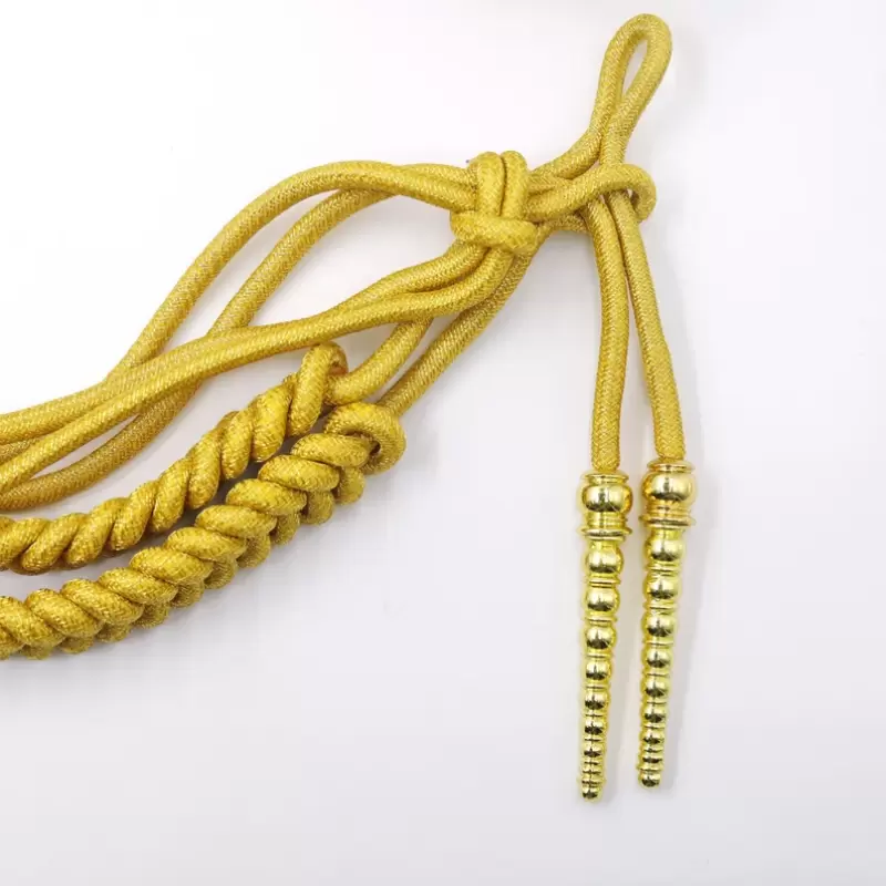 Gold Mylar Rope Aiguillette metal clip for Army Military Christmas uniform ornament Costume college