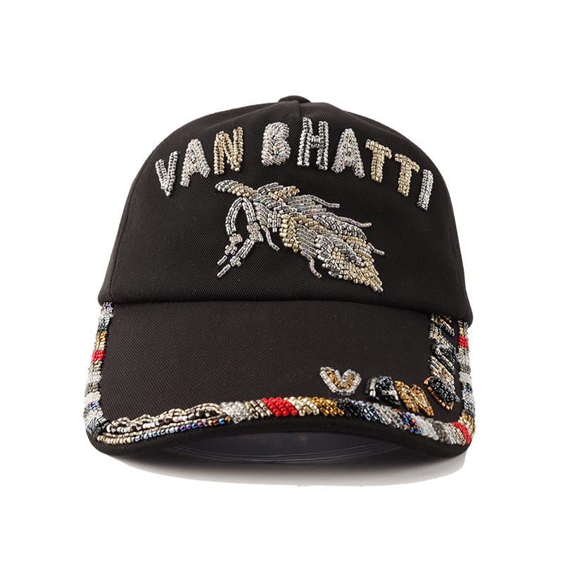 Vanbati College Wind Heavy Craft Metal Wire Handmade Embroidered Beaded Baseball Cap