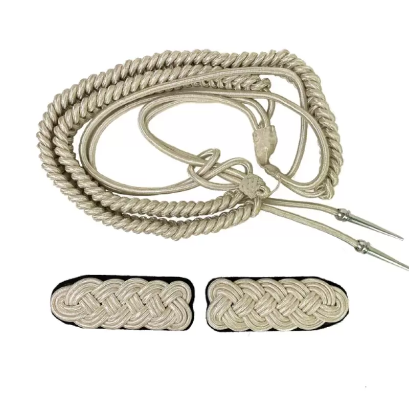 Uniform Silver Bullion Aiguillette for Military Army Costume Cosplay Performance Accessory